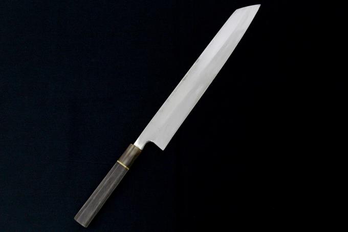 切付柳刃包丁 尺一 本焼 変わり水牛金巻黒檀八角柄 N302-3E1A | 中英寿