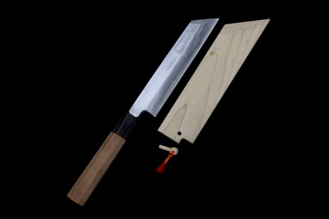 高鳳剥きもの切付け6寸水牛黒檀八角青鋼