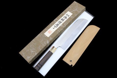 鎌型薄刃包丁 水焼本焼 八寸 黒檀柄 鞘付・箱付 KN02-B5716-2L4