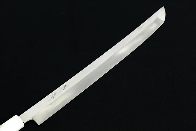 鈴木商事 先丸蛸引包丁 尺一半 342mm 本焼 平鏡面 銀巻人工大理石八角