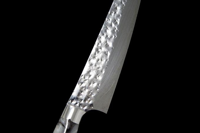 1* レア！ レザーシース付き!　 高橋刃物　「 極上 光友 　朗」 フルタング ナイフ 包丁　刃厚3.2mm 刃渡り150mｍ 全長285ｍｍ 238g 和 革裁ち包丁 青鋼 8分（24mm） | 刃物の老舗 本家かね惣 | 【公式