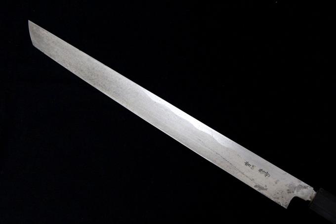 丸越産業 先丸蛸引包丁 尺一 霞 青一鋼 紋鍛錬 水牛朴八角柄 λA1883