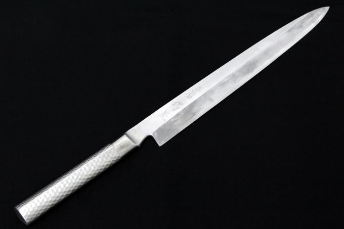 柳刃包丁 九寸 霞 銀三鋼 鍔付ステンレスハンドル 【O770】 | 鍔屋 | 包丁-アキバ流通 柳刃包丁 九寸 霞 銀三鋼 鍔付ステンレスハンドル 【O770】 | 鍔屋 | 包丁-アキバ流通