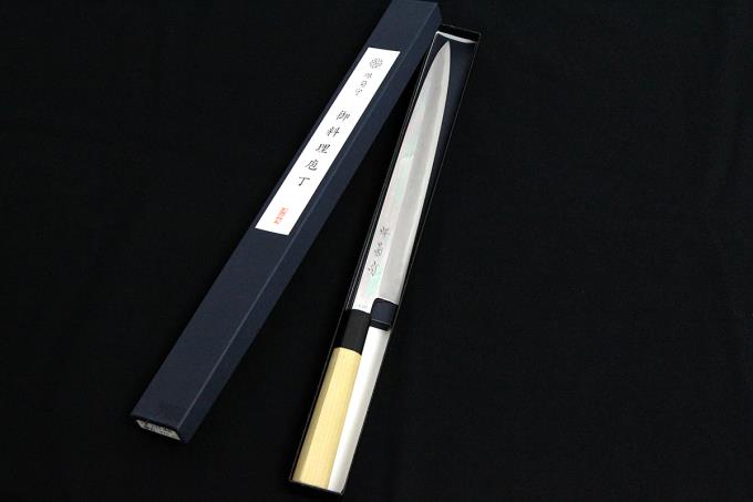 堺 菊守 霞 V10 鏡面 柳刃 包丁 尺 270mm 取りつかれ 八角柄 ステンレス 