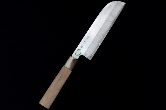 鎌型薄刃包丁 六寸 霞 水牛朴栗型柄 名入 λA2593-2L1C | 東京杉本