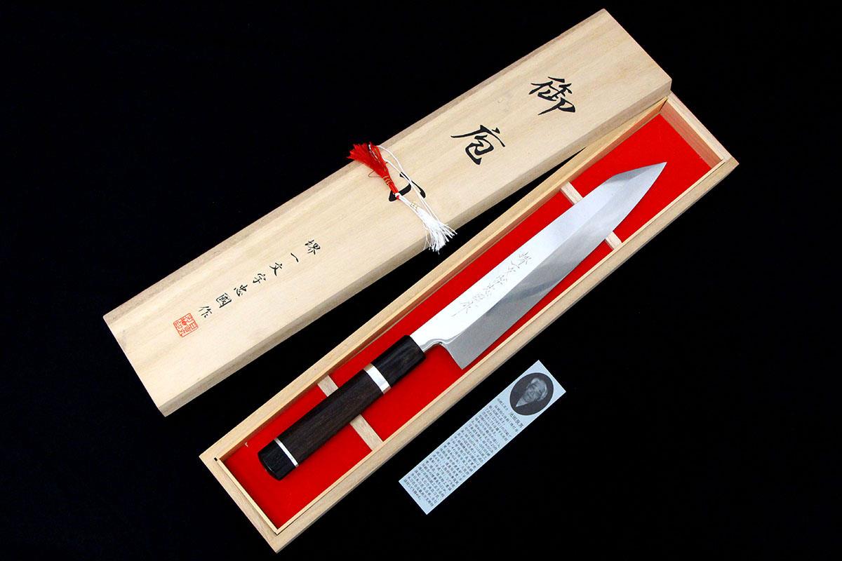 未使用品｜池田辰男 日吉丸刃物 堺一文字忠國 切付包丁 九寸 本