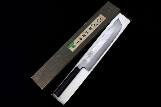 鱧切包丁 尺 本焼 平鏡面 水牛黒檀柄 箱付 λA2834-2L2B 堺一文字忠國 包丁-アキバ流通