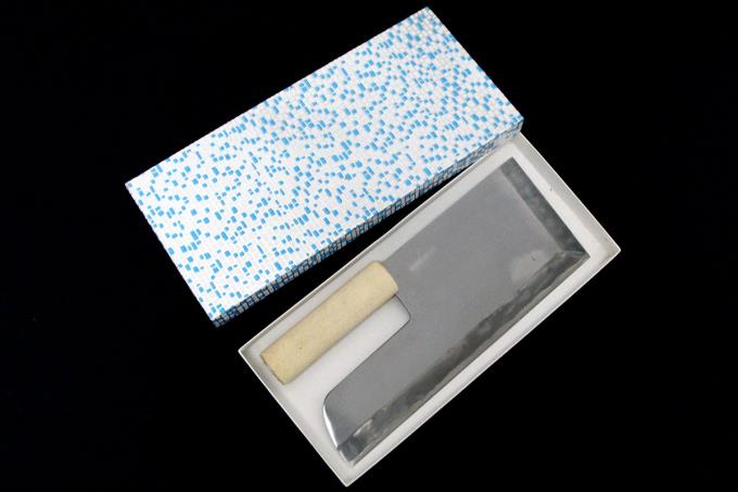 蕎麦切包丁 尺一 青鋼 鮫皮巻柄 箱付 λA3707-2L4 | 無銘 | 包丁