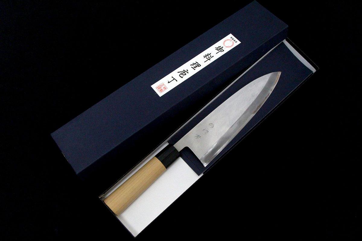 合羽橋 出刃包丁 七寸半 霞 朴柄 外箱付 λA5304-2L3A | 鍔屋 | 包丁 