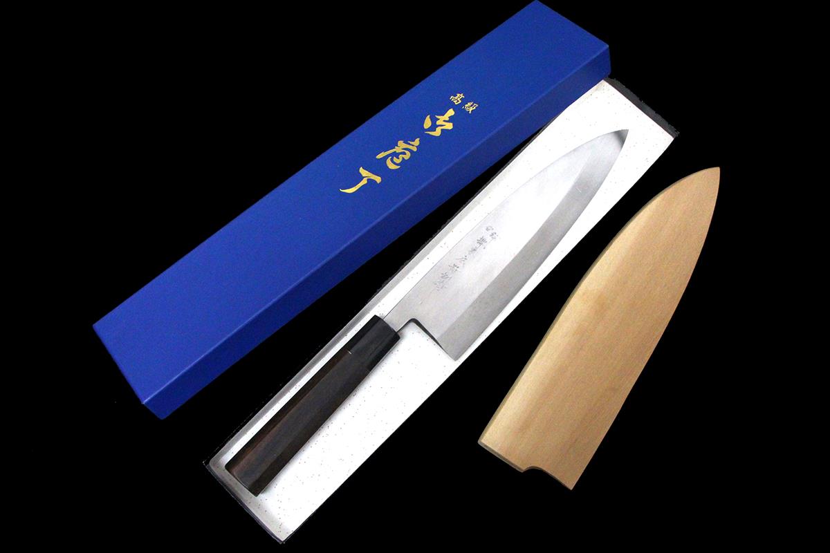 出刃包丁 七寸半 本焼 黒檀柄 白鞘・箱付 λA6706-2L2B | 堺末広 | 包丁 