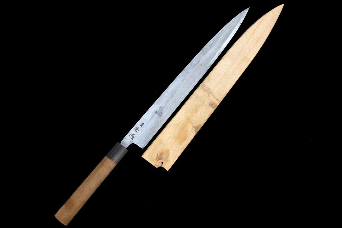 佑成　ダマスカス鋼　柳刃包丁　一尺　鞘付き 佑成ダマスカス鋼柳刃包丁一尺鞘付き