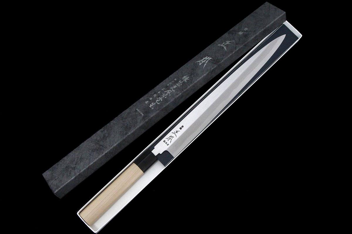 柳刃包丁 霞 尺 白鋼 朴柄 箱付 KN02-A9708-2J10 | 正本総本店 | 包丁 