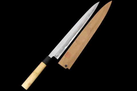 柳刃包丁 本焼 尺 平鏡面 朴柄 白鞘付 KN02-A9982-2L3B | 康之 | 包丁 