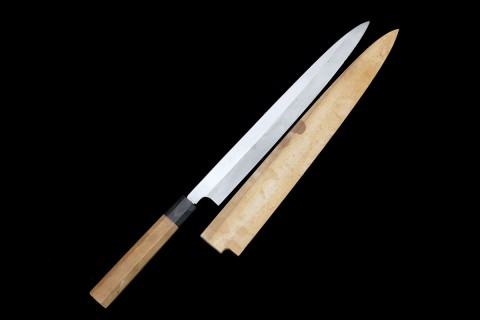 柳刃包丁 本焼 尺一 純日本鋼 朴柄 白鞘付 KN02-A9462-2L3D | 源玄磨