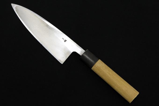 特製 別打 出刃包丁 五寸 霞 青鋼 水牛朴栗型柄 白鞘付 【O585】 | 有