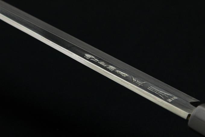 柳刃包丁 尺一 333mm 本焼 純日本鋼 平鏡面 水牛黒檀八角柄 黒檀鞘