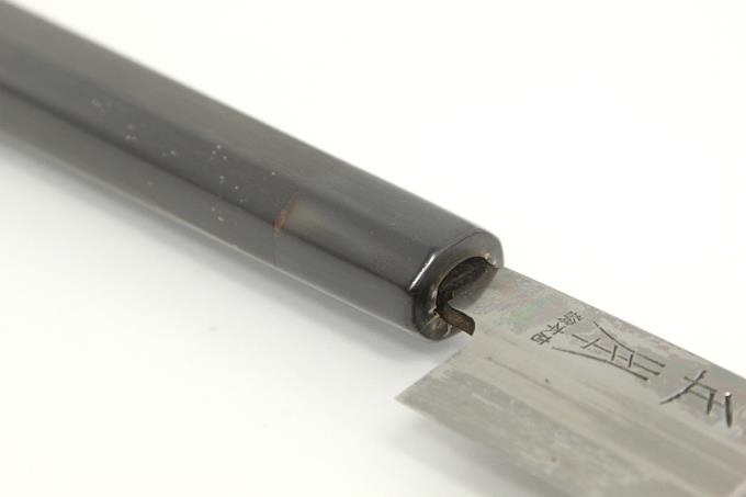 柳刃包丁 尺一 333mm 本焼 純日本鋼 平鏡面 水牛黒檀八角柄 黒檀鞘