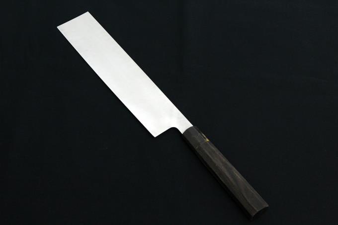薄刃包丁 八寸半 259mm 超本焼造り 切刃鏡面 水牛黒檀八角柄
