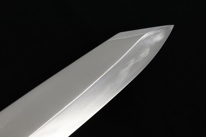 切付型出刃包丁 七寸 V金10号 本焼 鏡面 水牛黒檀八角柄 白鞘付 O543