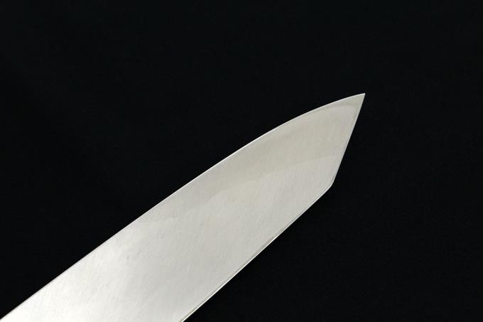 切付型出刃包丁 七寸 V金10号 本焼 鏡面 水牛黒檀八角柄 白鞘付 O543