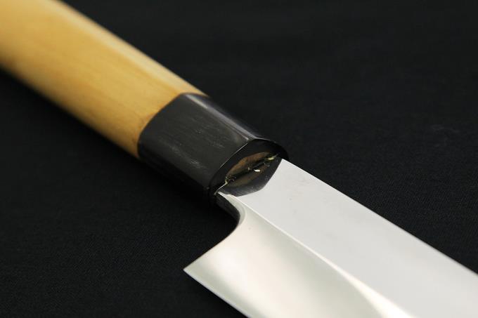 水野鍛錬所 柳刃包丁 尺一 339mm 本焼 鏡面 水牛朴栗型柄 白鞘・箱付