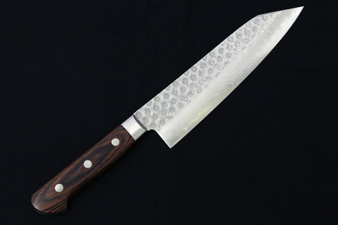 切付三徳包丁 170mm 実寸182mm V金10号 VG10 槌目 ダマスカス鋼