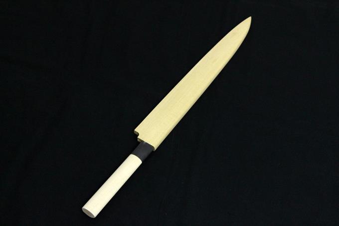 柳刃包丁 尺 霞 銀三鋼 水牛朴栗型柄 GS0430 白鞘・箱付 O711-2L2B