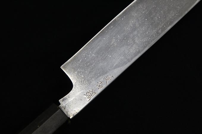 むきもの包丁 六寸 霞 純和鋼 水牛朴八角柄 白鞘付 O792-2L3B | 長寿