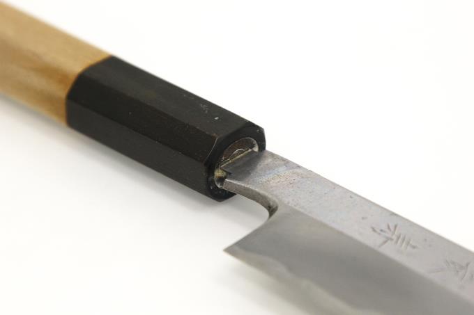 むきもの包丁 六寸 霞 純和鋼 水牛朴八角柄 白鞘付 O792-2L3B | 長寿