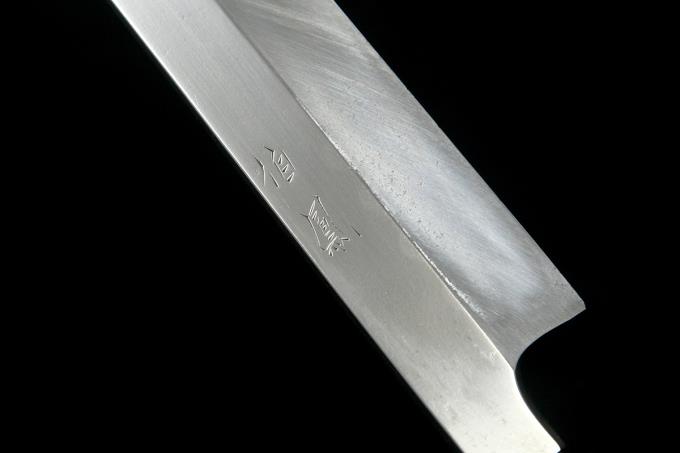 伯井實 柳刃包丁 尺一 水焼 本焼 水牛黒檀八角柄 白鞘付 O837-2L3B 