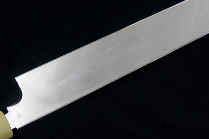 仙 刻印 柳刃包丁 尺一 本焼 鏡面 白水牛朴八角柄 O847-2L3A | 長寿