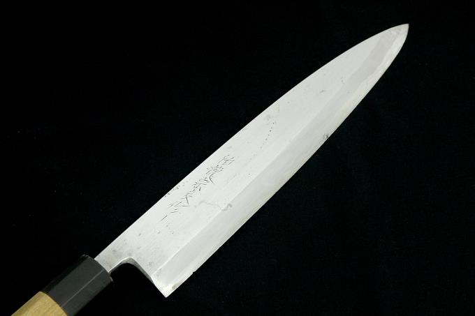 相出刃包丁 八寸 霞 本鍛錬 水牛朴八角柄 白鞘付 O1239-2L3B | 伯龍