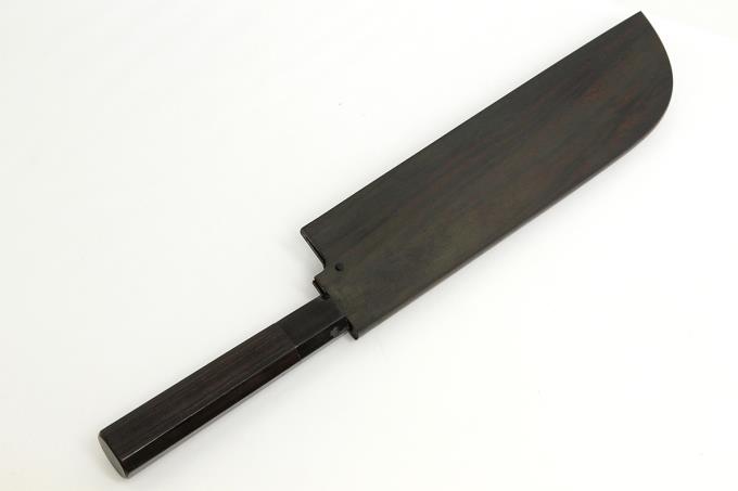 新品未使用】鎌型薄刃包丁八寸鏡面水牛黒檀八角柄