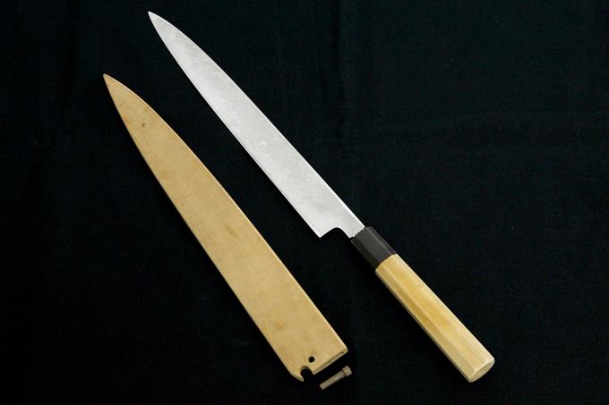 本家 楓 柳刃包丁 九寸 霞 ハイカーボン特殊鋼 平鏡面 水牛朴