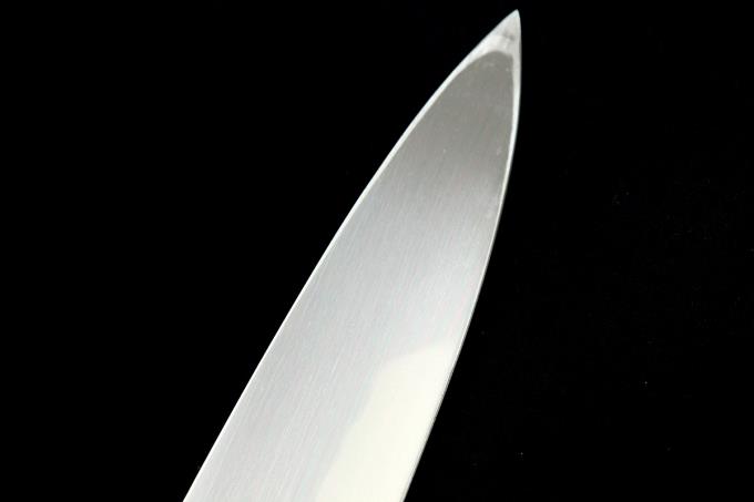 相出刃包丁 八寸 水焼 本焼 青鋼 両鏡面 水鏡研 水牛八角柄 鞘付