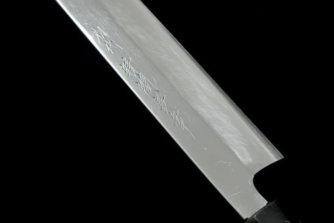 柳刃包丁 九寸 本焼 鏡面 水牛八角柄 黒塗鞘付 λO1281-2L2B