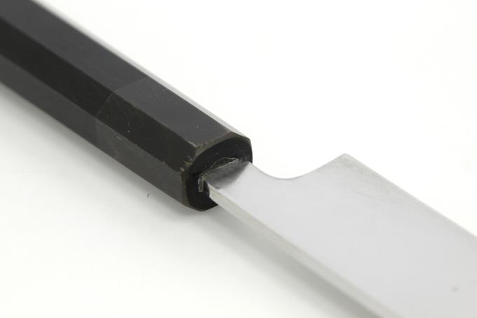 柳刃包丁 九寸 本焼 鏡面 水牛八角柄 黒塗鞘付 λO1281-2L2B | 初代晴間