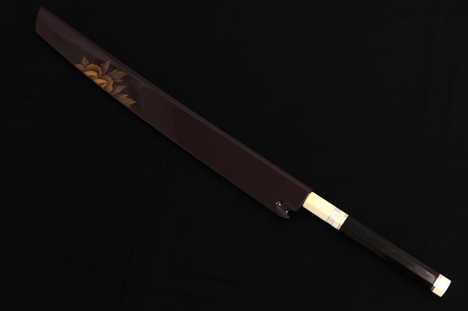 先丸蛸引包丁 尺五 水焼 本焼 水鏡研 両鏡面 上下象牙 銀三巻