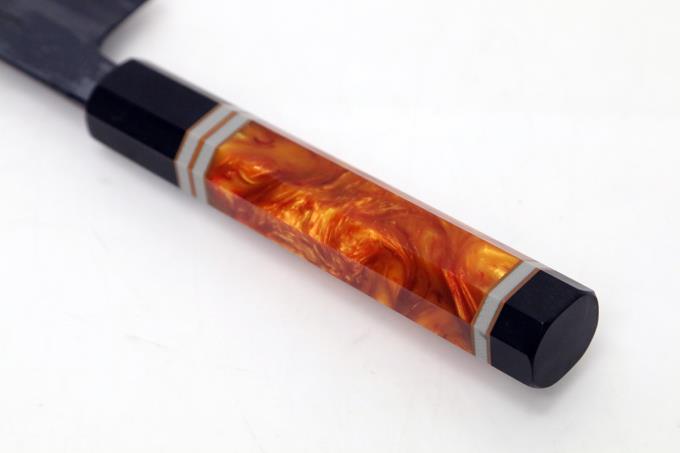 馬場刃物 和牛刀 洋包丁 240mm 黒染 青一鋼 ダマスカス 両刃