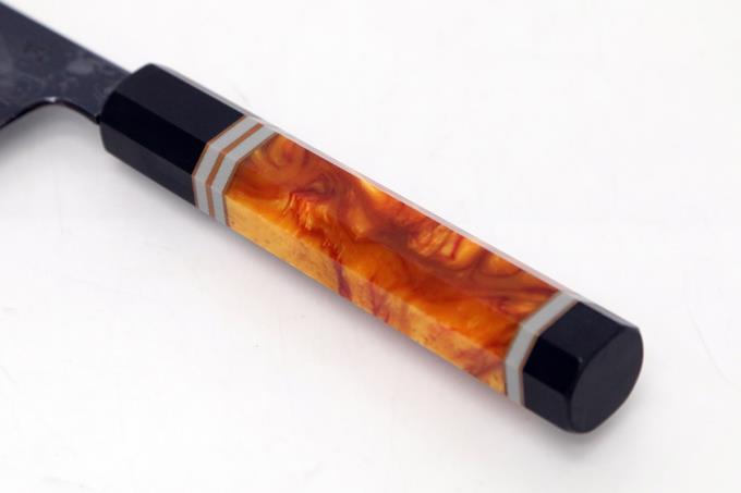 馬場刃物 和牛刀 洋包丁 240mm 黒染 青一鋼 ダマスカス 両刃