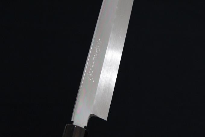 柳刃包丁 尺一 本焼 平鏡面 水牛朴八角柄 白鞘・箱付 λA658-2L3A 宗良 包丁-アキバ流通