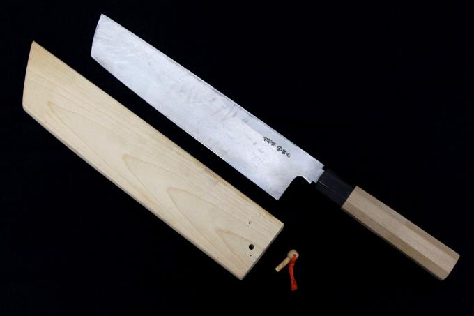 鱧切包丁 九寸 青二鋼 本鍛錬 水牛朴八角柄 白鞘付 λA1662-2L3B