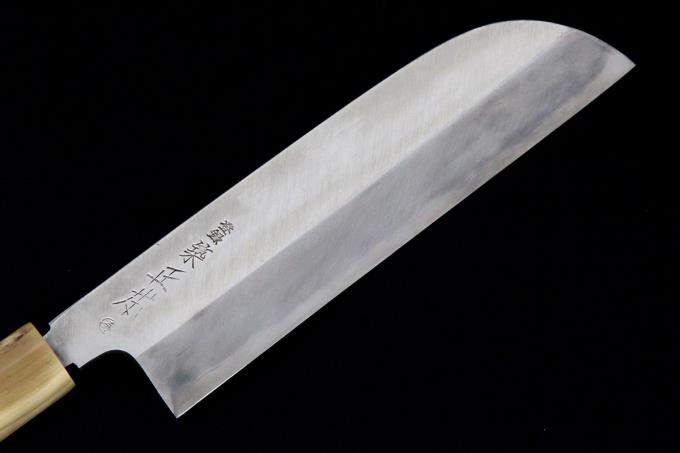 鎌型薄刃包丁 七寸 霞 水牛朴栗型柄 白鞘付 λA2234-2L3D | 築地正本