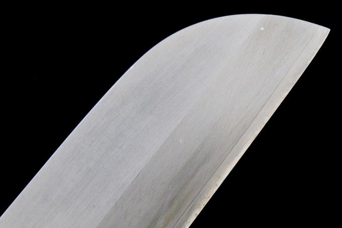 ハイカーボンステンレス鋼 両刃、鎌型薄刃包丁 195㎜ 6.5寸