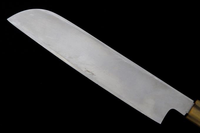 楓 鎌型薄刃包丁 八寸 霞 ハイカーボン特殊鋼 水牛朴柄 子の日製白鞘付