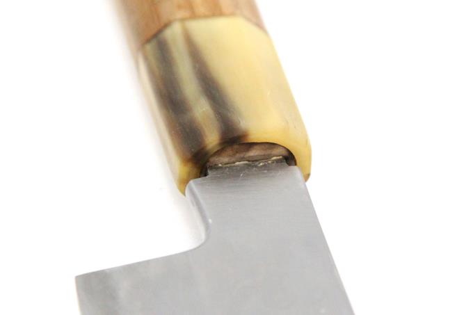 楓 鎌型薄刃包丁 八寸 霞 ハイカーボン特殊鋼 水牛朴柄 子の日製白鞘付