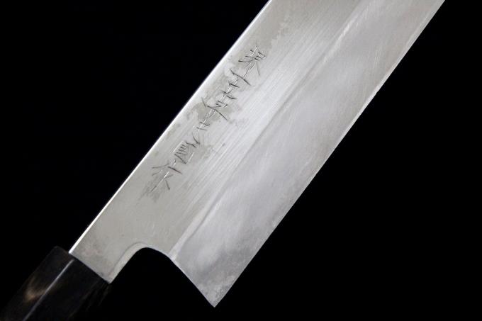 極美品｜堺一文字忠國 鱧切包丁 尺 本焼 平鏡面 水牛黒檀柄 箱付 λA2834-2L2B