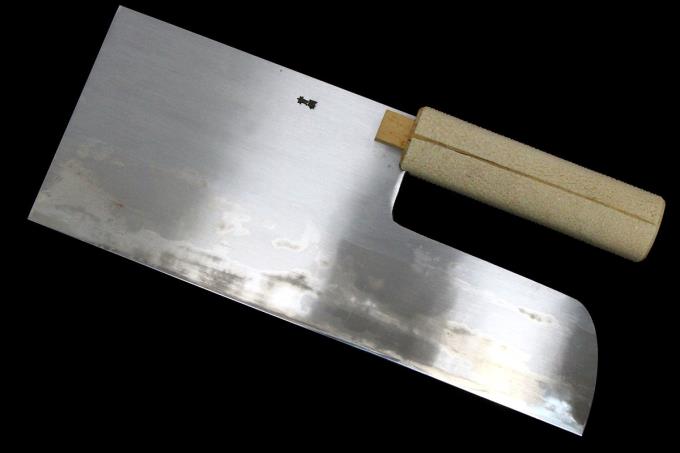 蕎麦切包丁 尺一 青鋼 鮫皮巻柄 箱付 λA3707-2L4 | 無銘 | 包丁