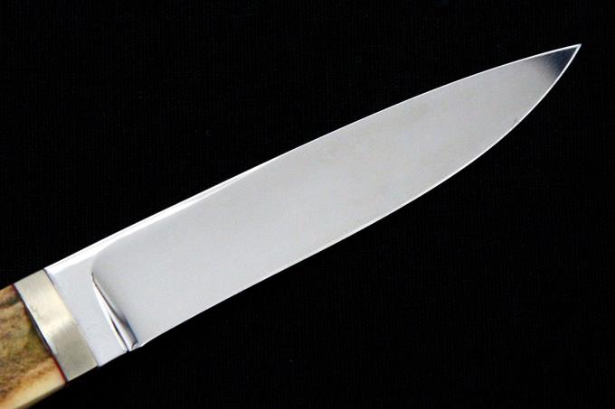 カスタムナイフ 80mm スタッグ柄 レザーケース付 λA4077-2L2D