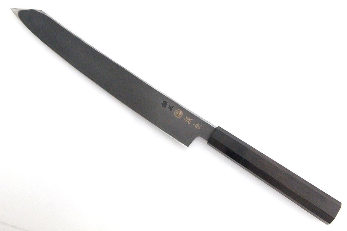 銀三鋼　柳刃　八寸　黒檀柄 銀三鋼 柳刃 八寸 黒檀柄 柳刃 刺身包丁 白鷺 銀三鋼 黒檀八角柄水牛口